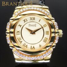 【希少 金無垢 ダイヤモンドベゼル】 PIAGET ピアジェ TANAGRA タナグラ Ref.16031 K18YGxレザー QZ レディース 腕時計「19223」_画像1