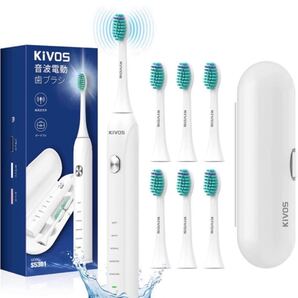 電動歯ブラシ KiVOS 電動はぶらし 音波歯ブラシ ソニック 6本替えブラシ トラベルケース付き USB充電式