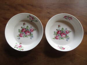 薔薇　バラ　小皿２枚　プレート　洋食器　花柄　アンティーク風　昭和　レトロ