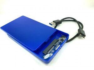 新品即決動作確認済■送料無料2.5インチHDD/SSD ケース ブルー USB3.0外付け HDD UASP対応 sata3.0接続 9.5mm/7mm厚両対応ポータブル
