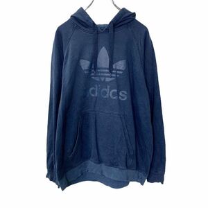 adidas プルオーバーパーカー XLサイズ アディダス トレフォイル オリジナルス ビッグロゴ ネイビー 古着卸 アメリカ仕入 t2208-4017