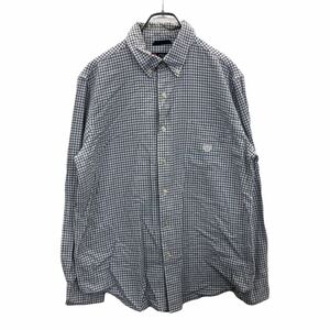 CHAPS チェックシャツ Mサイズ チャップス ホワイト ブルー 半袖シャツ ボタンダウンシャツ 古着卸 アメリカ仕入 t2208-3546