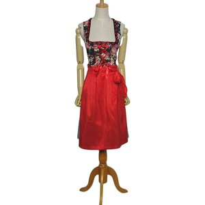 エプロン付き ディアンドル チロル ワンピース ドレス レディース XSサイズ位 ヨーロッパ古着 民族衣装 花柄 チェック柄