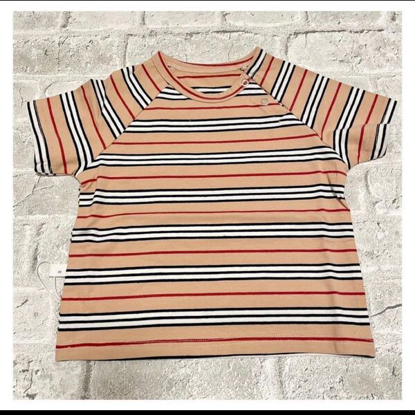 ベージュボーダーTシャツ 80