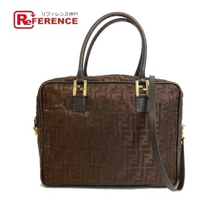 FENDI フェンディ ズッカ FF柄 2WAY ショルダーバッグ トートバッグ ナイロン/レザー ブラウン レディース【中古】