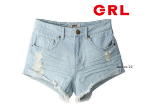 GRL(グレイル) ダメージ加工デニムショートパンツ フリンジ クラッシュデニム 数回使用の美品