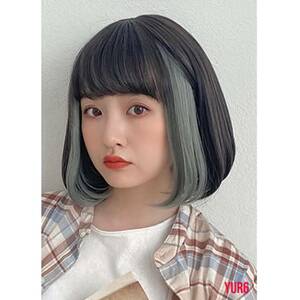  black blue inner color Short Bob wig heat-resisting fibre adjuster attaching ventilation e Arriva ng front . dividing eyes free usually using 