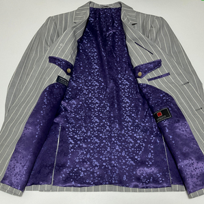 ☆☆ OG200BB5 新品！日本製！秋冬 HIDEAKI SATO House of Tailor 英ハリソンズ ストライプジャケット 総裏/台場仕立て グレー 訳ありの画像4