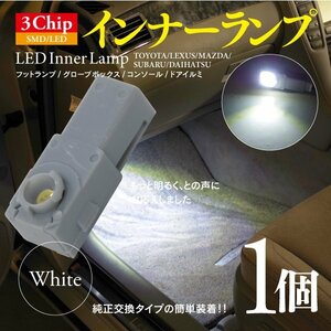 【即決】3chip SMD LEDインナーランプ ホワイト 1個【インプレッサ スポーツハイブリッド GP系 インナーランプ装着車】