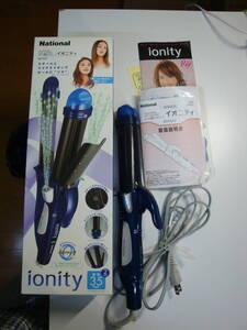 中古動作OK/送無☆National ionity☆マイナスイオン スチームアイロン カール35&ストレート イオニティ EH1517☆元箱/備品付
