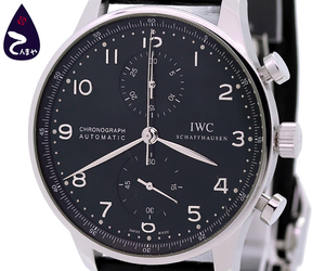 【質Shop天満屋】【人気】IWC ポルトギーゼ クロノグラフ メンズ 自動巻き SS/革 ブラック文字盤 (IW371447)