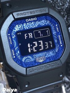 新品 CASIO カシオ G-SHOCK ジーショック Gショック 腕時計 正規品 電波 ソーラー ブルー ペイズリー デジタル 多機能 モバイルリンク 防水