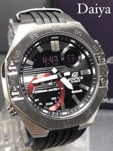 新品 CASIO カシオ 正規品 EDIFICE エディフィス 腕時計 多機能腕時計 アナデジ腕時計 シルバー ブラック 10気圧防水 Bluetooth ECB-10P-1A