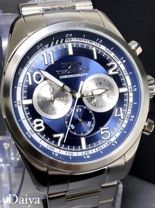 新品 TECHNOS テクノス 正規品 腕時計 メンズ アナログ腕時計 クロノグラフ 多機能腕時計 10気圧防水 スポーツ ブルー ステンレス ギフト