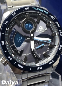 新品 CASIO カシオ 正規品 EDIFICE エディフィス 腕時計 多機能腕時計 アナデジ腕時計 ブラック ブルー 10気圧防水 ECB-900DB-1B メンズ