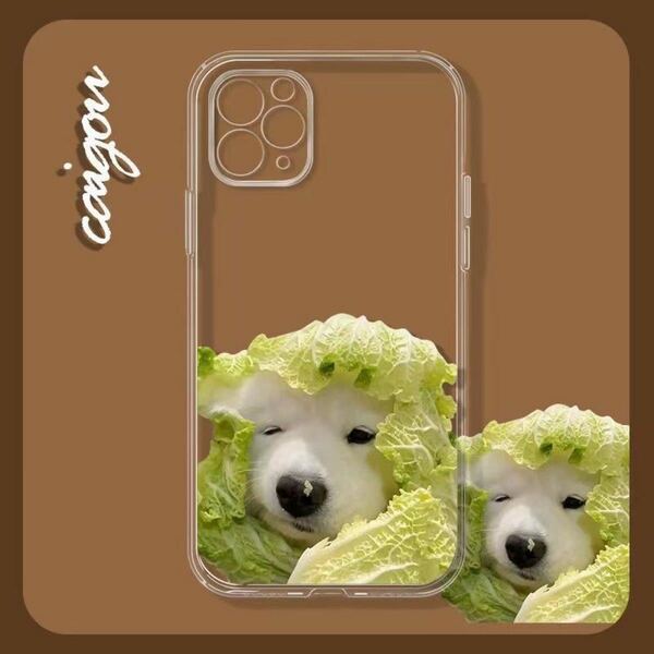 Apple13promax/12/11/13 携帯ケース　犬イヌ　白菜わんちゃん スマホケース iPhone