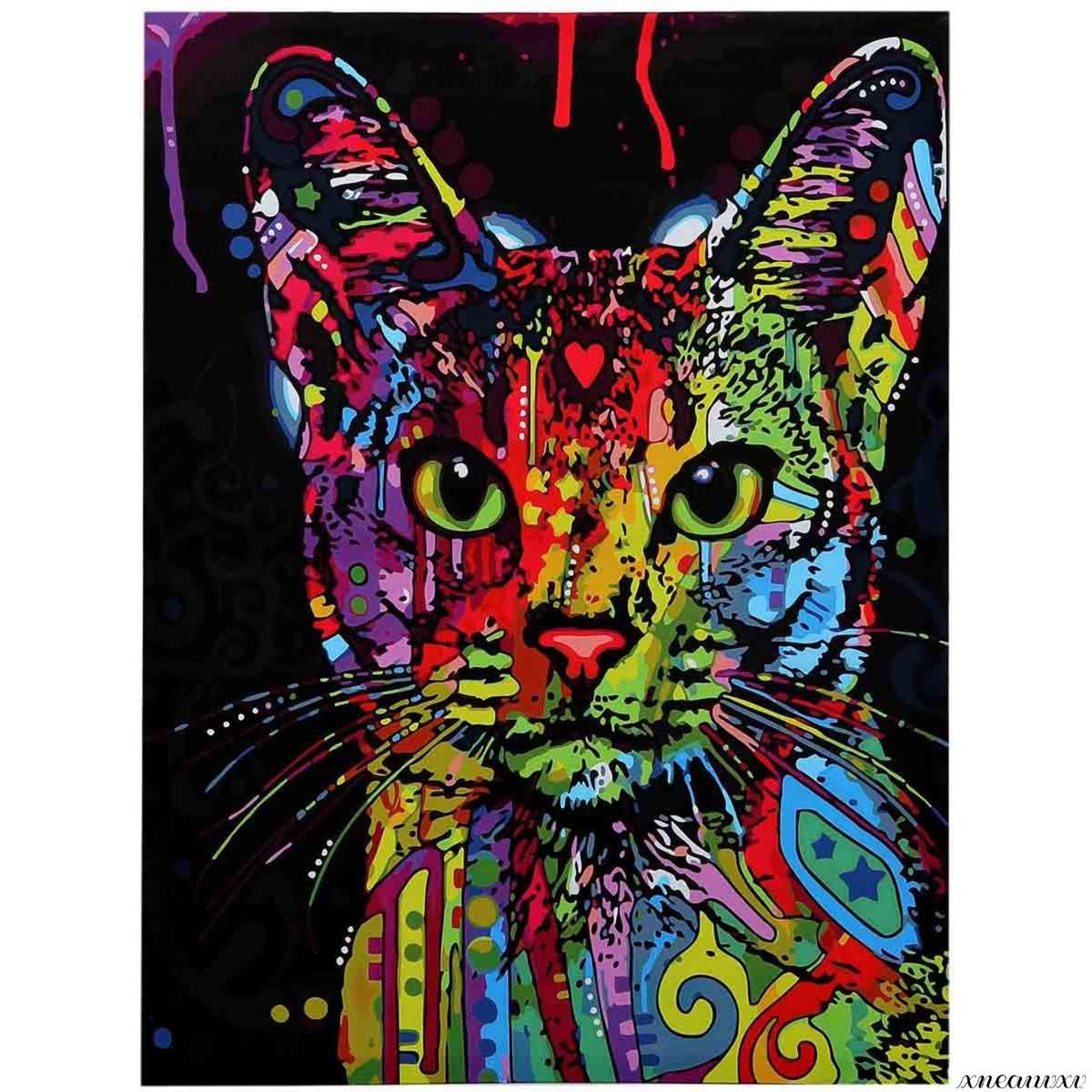 Cute Art Panel Cat Colorful Interior Wall Hanging Room Decoration Decorative Painting Canvas Poster Painting Nature Wall Art Art Fine Art, Artwork, Painting, graphic