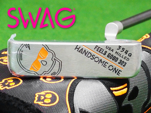 【新品】SWAG GOLF HANDSOME ONE オレンジ 34インチ パター KBSシャフト 本革グリップ 純正ヘッドカバー付属 スワッグ 米国正規品 本物保証