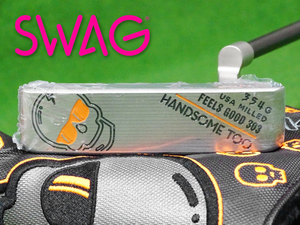 【新品】SWAG GOLF HANDSOME TOO オレンジ 34インチ パター KBSシャフト 本革グリップ 純正ヘッドカバー付属 スワッグ 米国正規品 本物保証