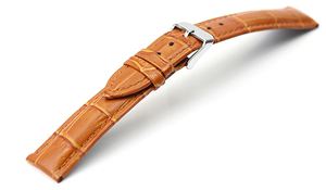腕時計 ベルト 18mm レザー ブラウン 茶 クロコダイル型押し 牛革 ピンバックル シルバー ar04br-n-s 腕時計 バンド 交換