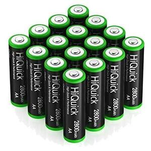 HiQuick 単三電池 充電式 ニッケル水素電池 高容量2800mAh ケース4個付き 約1200回使用可能 単3形充電池 単三充電池16本セット