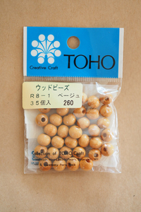 TOHO wood beads R8-1 beige 35 piece insertion | diameter 8mm| wood parts | accessory . button etc. *