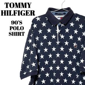 TOMMY HILFIGER|トミーヒルフィガー 90s 星柄 総柄 ポロシャツ オーバーサイズ ゆるだぼ