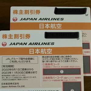 ネコポス送料込み　2枚セット　JAL 日本航空　株主優待　株主割引券　2023年6月30日まで