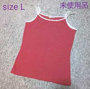  lady's border tank top red group color [ unused goods ]