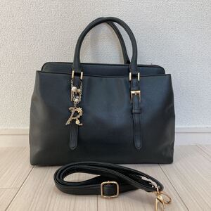 美品 セシルマクビー レディース 2way 斜め掛け 肩掛け ショルダーバッグ ハンドバッグ トートバッグ 黒 ブラック レザー 無地 シンプル