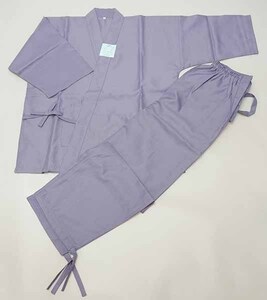 作務衣 女性用 Lサイズ 合繊 藤色 節電対策に 和装着物 割烹用 新品（株）安田屋 NO37630