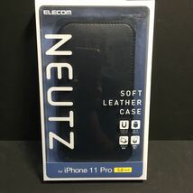 新品・送込　エレコム　iPhone 11 Pro用　5.8インチ　NEUTZ　磁石付手帳型ケース　PM-A19BPLFY2NV　ネイビー　定価=2940円　A2215に！_画像1