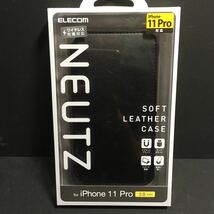 新品・送込　エレコム　iPhone 11 Pro用　5.8インチ　NEUTZ　磁石付手帳型ケース　PM-A19BPLFY2BK　ブラック　定価=2940円　A2215に！_画像1