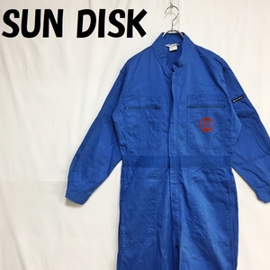 【人気】SUN DISK/サンディスク NISSAN-DIESEL つなぎ オーバーオール 作業着 コットン100％ ブルー サイズM/S4836