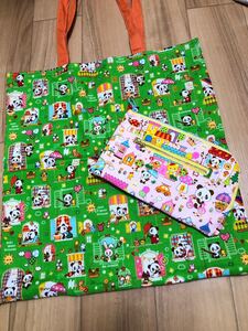 ハンドメイド トートバッグ エコバッグ レトロパンダ なつかし レトロ L字ファスナーポーチ お財布