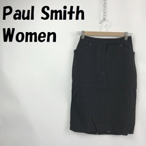 【人気】Paul Smith Women/ポールスミス ウィメン タイトスカート 膝丈 ストライプ柄 イタリア製 ブラック サイズ40/S4574_画像1
