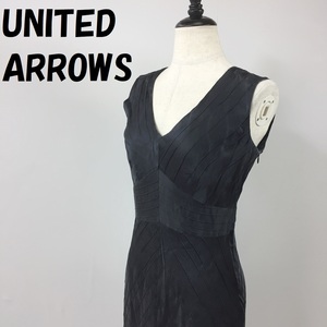 【人気】UNITED ARROWS/ユナイテッドアローズ slitz スリッツ ノースリーブワンピース シルク100％ ブラック サイズ38/S4638