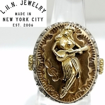 LHN Jewelryシルバーリング14号HULA GIRL SOUVENIR RINGメキシカンBrass Silver Copperスーベニア真鍮 銀 銅ポリネシア ハワイ バイカー_画像1