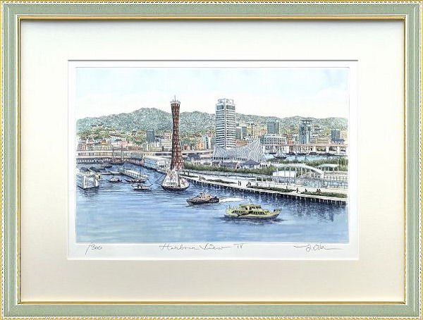 日本最大の 値引き中 織田義郎 絵画 94 100 ドイツ ビスマールの港 