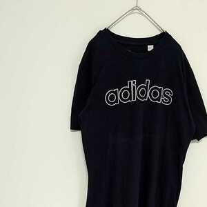 アディダス adidas／Tシャツ　半袖　XLサイズ　ビッグロゴ ネイビー　紺色
