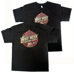 レア！DAYTONA BEACH BIKE WEEK 2017 デイトナバイクウィーク オフィシャル 半袖Ｔシャツ(Youth M)　アメリカサイズ（2017bkw-m02）