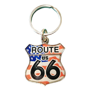 ROUTE66　RT66 （ルート 66）　メタル　キーリング　シールド　フラッグ　アメリカン雑貨　キーホルダー