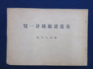 4） 戦前　台湾　『花蓮港廳統計一覧』　昭和9年版　台湾花蓮港廳刊