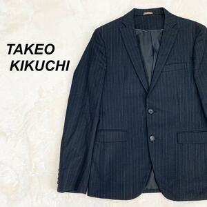 EJ69 人気 タケオキクチ TAKEO KIKUCHI メンズ スーツ ジャケット ストライプ柄 シンプル 古着 お洒落 サイズ3 L相当