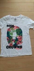 ロデオクラウンズ 半袖Tシャツ 花柄 白色系 RODEOcrowns