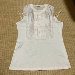 Miu miu miumiu рукав белый белый белый L Ladies Tops Camisole рубашка блузка