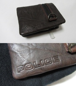 POLICE ポリス 二つ折り 財布　ZIP　ブラウン 展示未使用品　