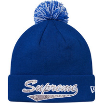 新品 未使用 国内正規品 ◆ SUPREME 17 F/W New Era Snake Script Beanie Royal ブルー/青 フリーサイズ ◆_画像3