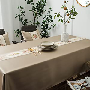 ◆食卓に高級感をプラス◆ テーブルクロス 150×180cm リネン生地 撥水加工 北欧風 お手入れ簡単 インテリア カフェスタイル ブラウン