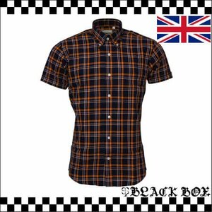 英国 インポート RELCO LONDON レルコ ロンドン チェック 半袖 ボタンダウンシャツ MODS モッズ PUNK パンク SKINS スキンズ oi UK S